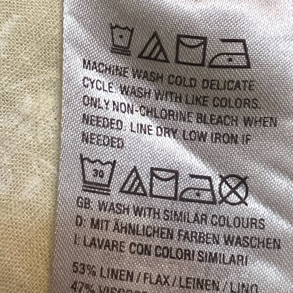 Naturals D&CO. Linen Blend Floral Button Front Blouse Yellow Size M Light Summer - Picture 6 of 8